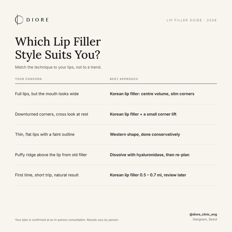Lip filler style guide by lip concern